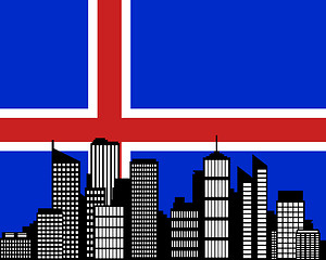 Image showing City and flag of Iceland