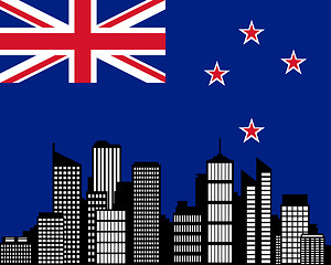 Image showing City and flag of New Zealand