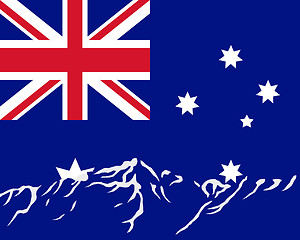 Image showing Mountains with flag of Australia