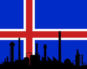 Image showing Industry and flag of Iceland