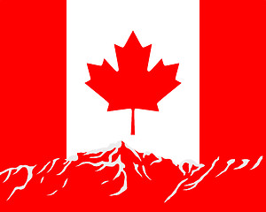 Image showing Mountains with flag of Canada