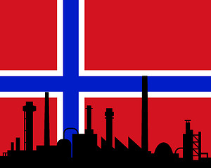 Image showing Industry and flag of Norway