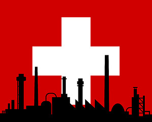 Image showing Industry and flag of Switzerland