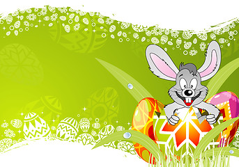 Image showing Easter Frame with Eggs and Rabbit