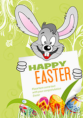 Image showing Easter Poster with Eggs, Rabbit and Sheet of Paper