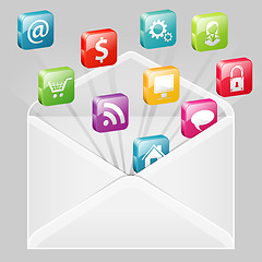 Image showing Envelope with Set of Icons