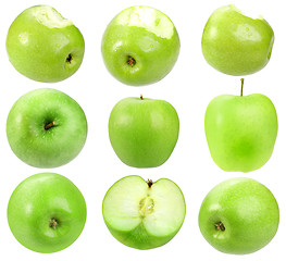 Image showing Set of fresh green apples