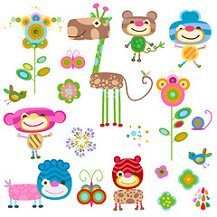 Image showing animals and flowers