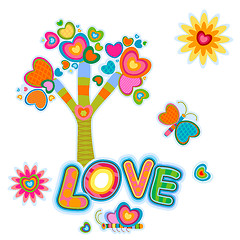 Image showing love retro tree