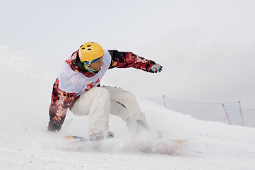 Image showing Snowboard jump