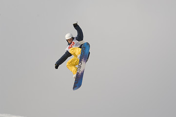 Image showing Snowboard jump