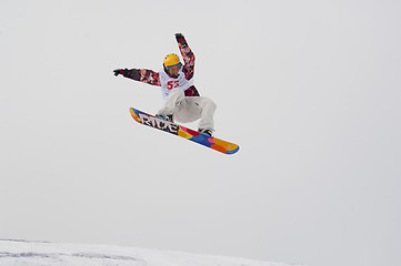 Image showing Snowboard jump