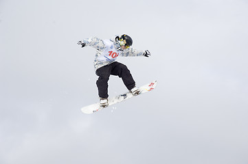 Image showing Snowboard jump