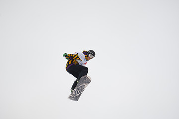 Image showing Snowboard jump