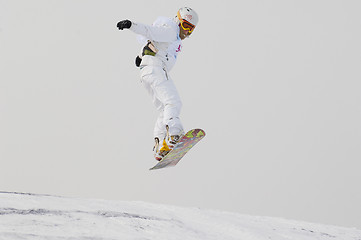 Image showing Snowboard jump