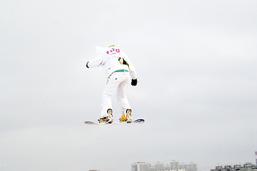 Image showing Snowboard jump