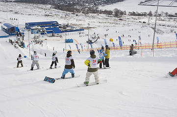 Image showing Snowboard jump