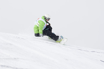 Image showing Snowboard jump