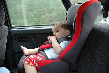 Image showing sweet child in car