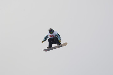 Image showing Snowboard jump