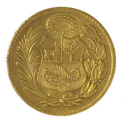 Image showing Coin. Un Sol de oro. Peru. Revers