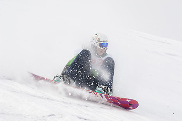 Image showing Snowboard jump