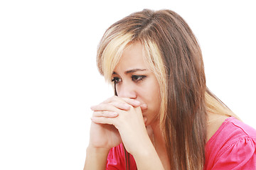 Image showing Young beautiful woman in depression.