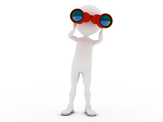 Image showing Man looking through binoculars. 3d rendered illustration.