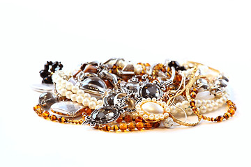 Image showing Various jewellery and accessories on white background