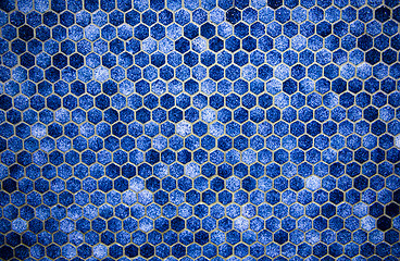 Image showing Blue hexagonal ceramic mosaics