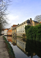 Image showing On the canal in winter Bruges