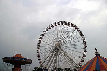 Image showing Ferris Wheel with Clouds