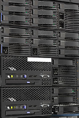 Image showing servers stack with hard drives in a datacenter