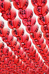 Image showing Chinese red lantern in temple