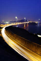 Image showing highway and Ting Kau bridge at night