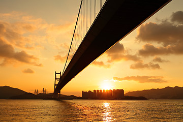 Image showing tsing ma bridge in sunset