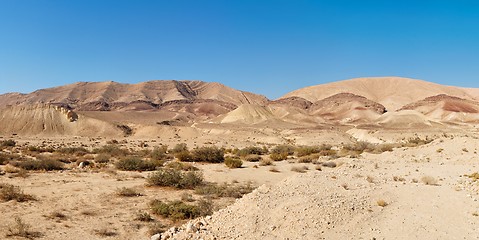 Image showing Desert landscape near Makhtesh Gadol in Israel 