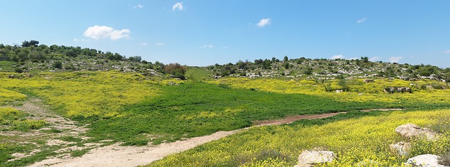 Image showing Mediterranean hills landscape in spring