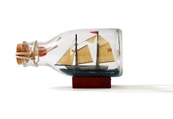 Image showing Two-masted ship in a bottle isolated