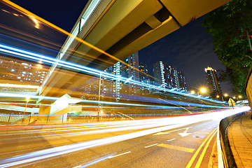 Image showing Modern urban traffic at night