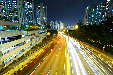 Image showing night traffic light trail