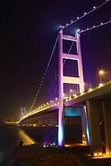 Image showing Tsing Ma Bridge at night