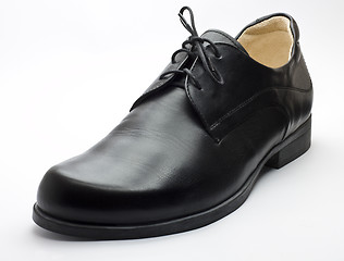 Image showing Black leather shoe