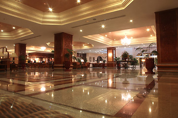 Image showing Modern hotel lobby with marble floor