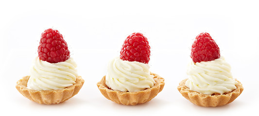 Image showing mascarpone cupcakes with raspberries