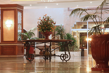 Image showing Modern hotel lobby with marble floor