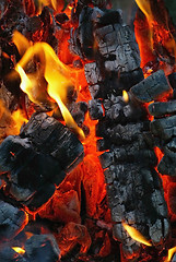Image showing close up of burning coals