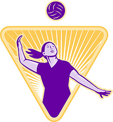 Image showing Volleyball Player Serve Ball Front