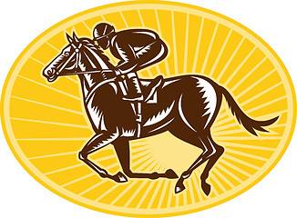 Image showing Jockey And Horse Racing Retro Style