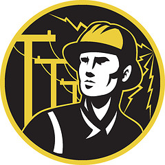 Image showing power lineman electrician repairman pole